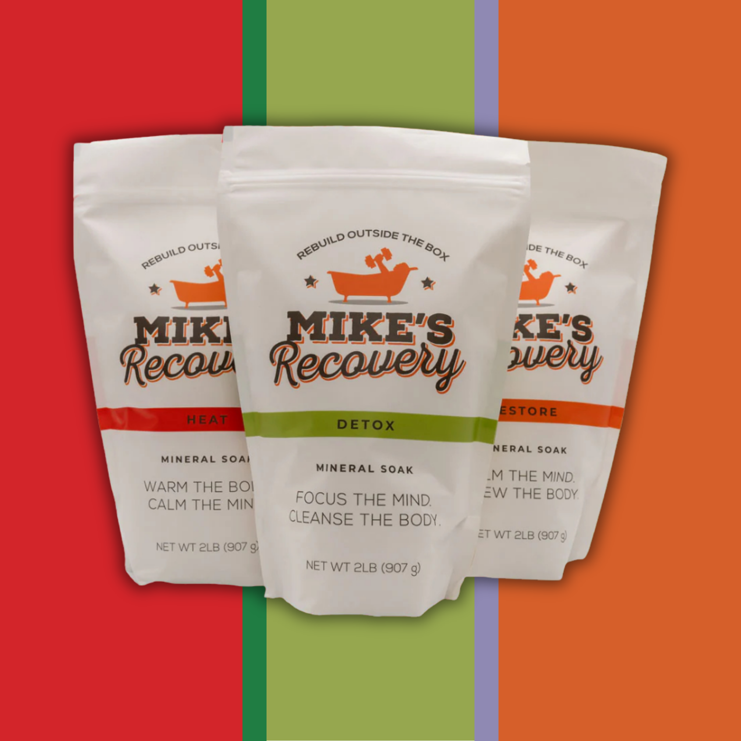 3 full bags of Detox, Heat, and Restore bath salts