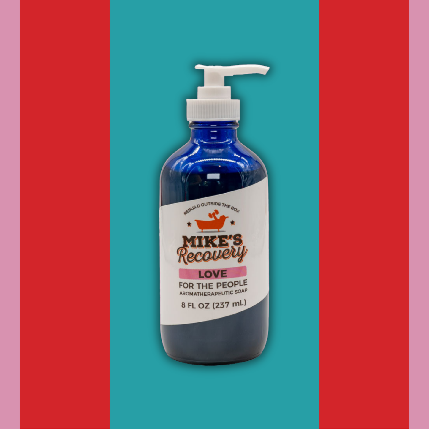 bottle of patchouli and rosewood aromatherapy soap