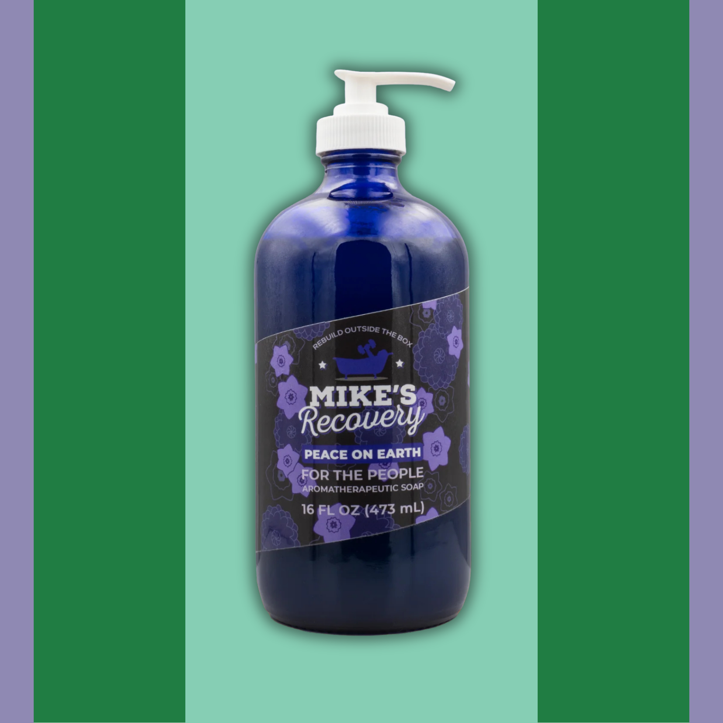 16oz bottle of Mike's Recovery Peace on Earth aromatherapeutic soap