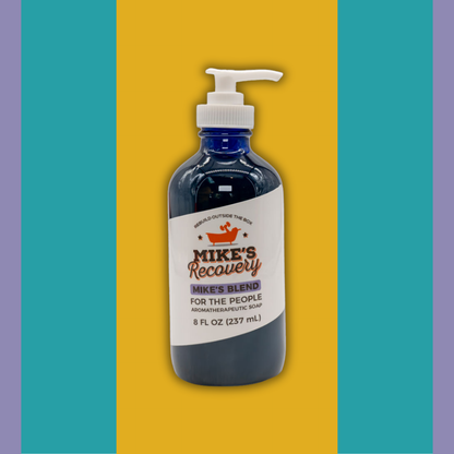 8oz bottle of aromatherapy soap in Mike's blend with cedarwood scent