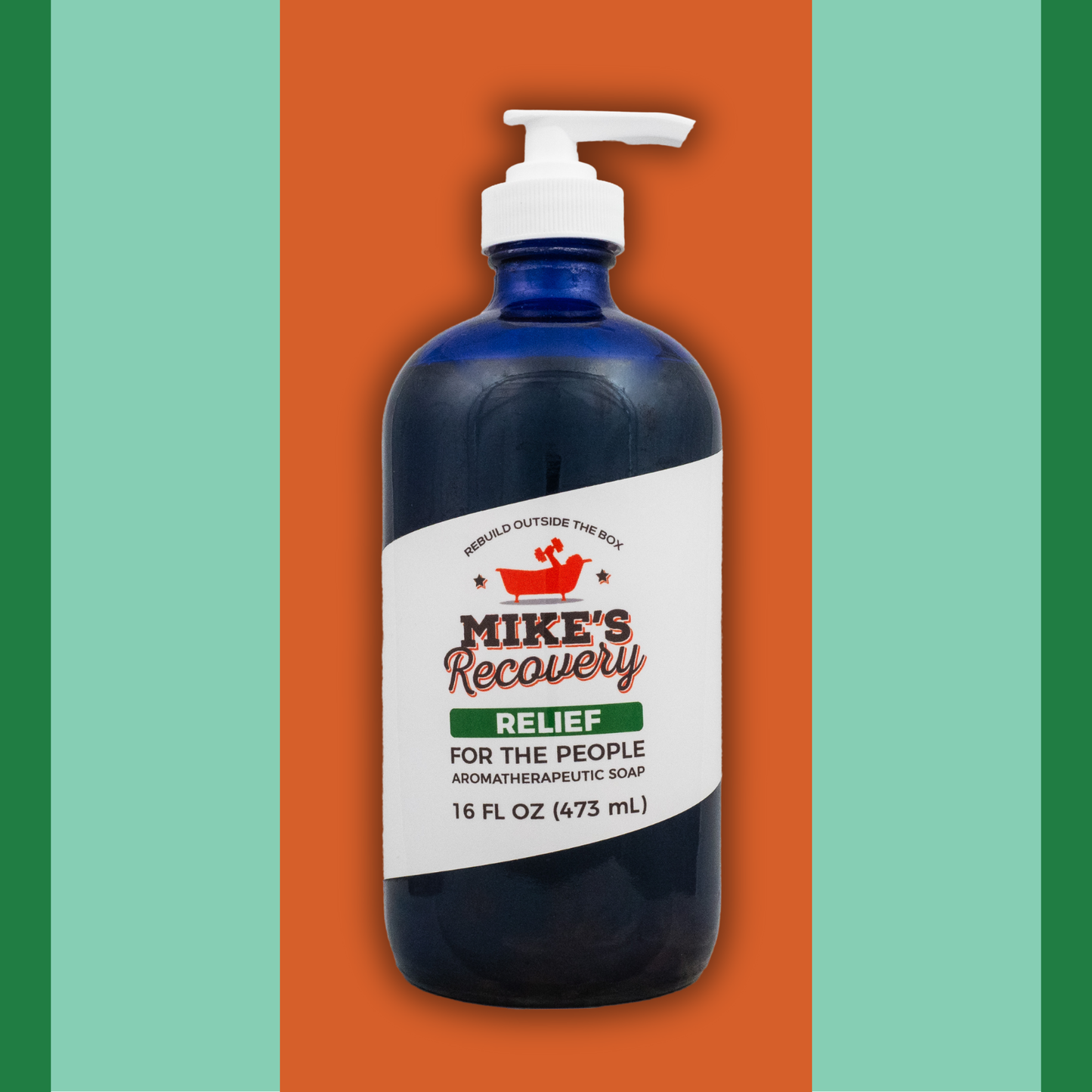 big bottle of aromatherapy soap with vetiver and eucalyptus